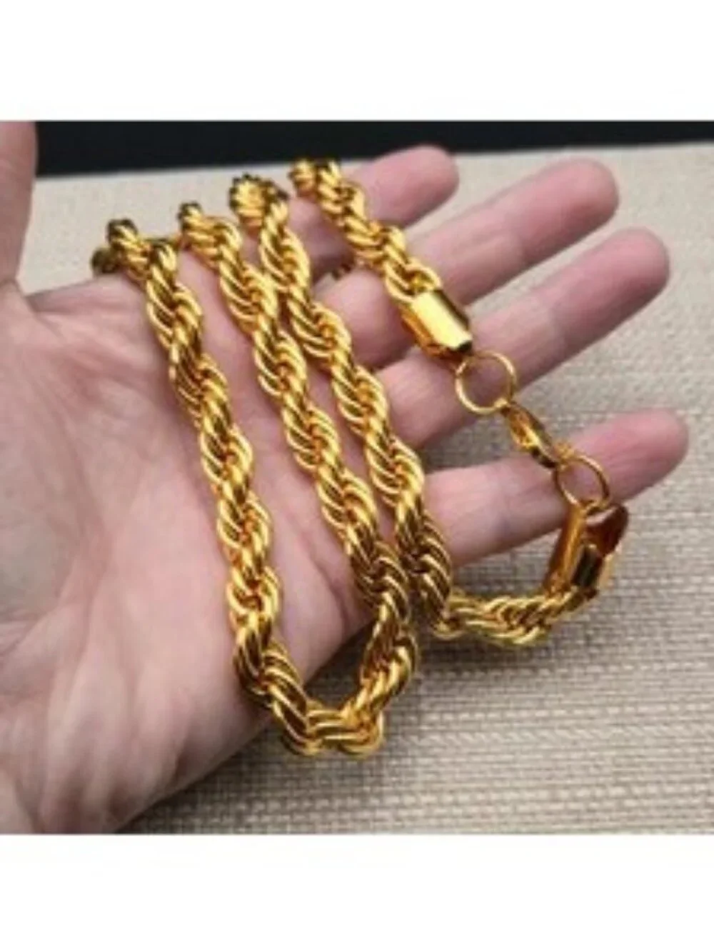 32 Inch Gold Plated Chunky Rope Chain Necklace – Men's Hip Hop Jewelry B1488